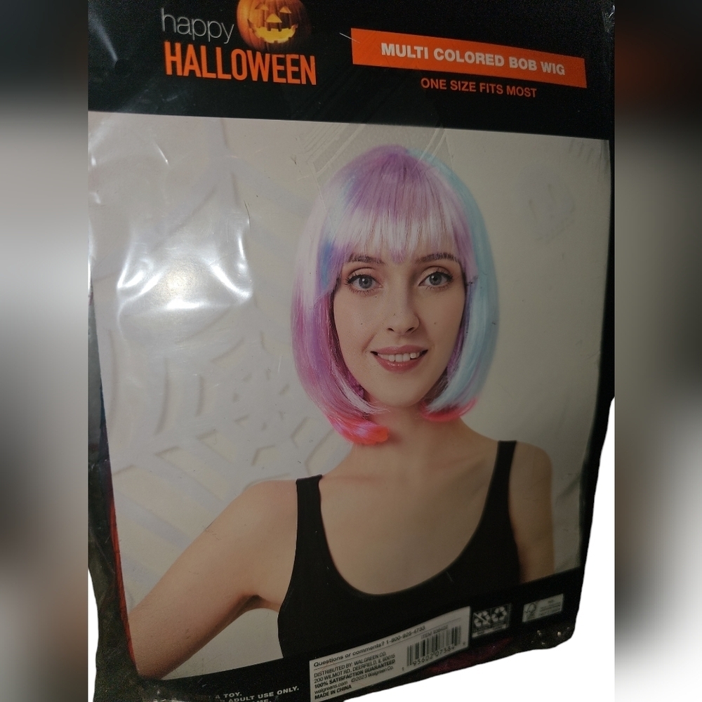 Wig Multi Colored Halloween Hair Bob